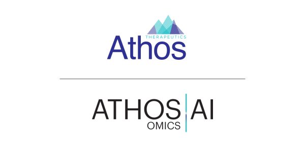Athos Therapeutics logo on top and Athos Omics AI logo on bottom